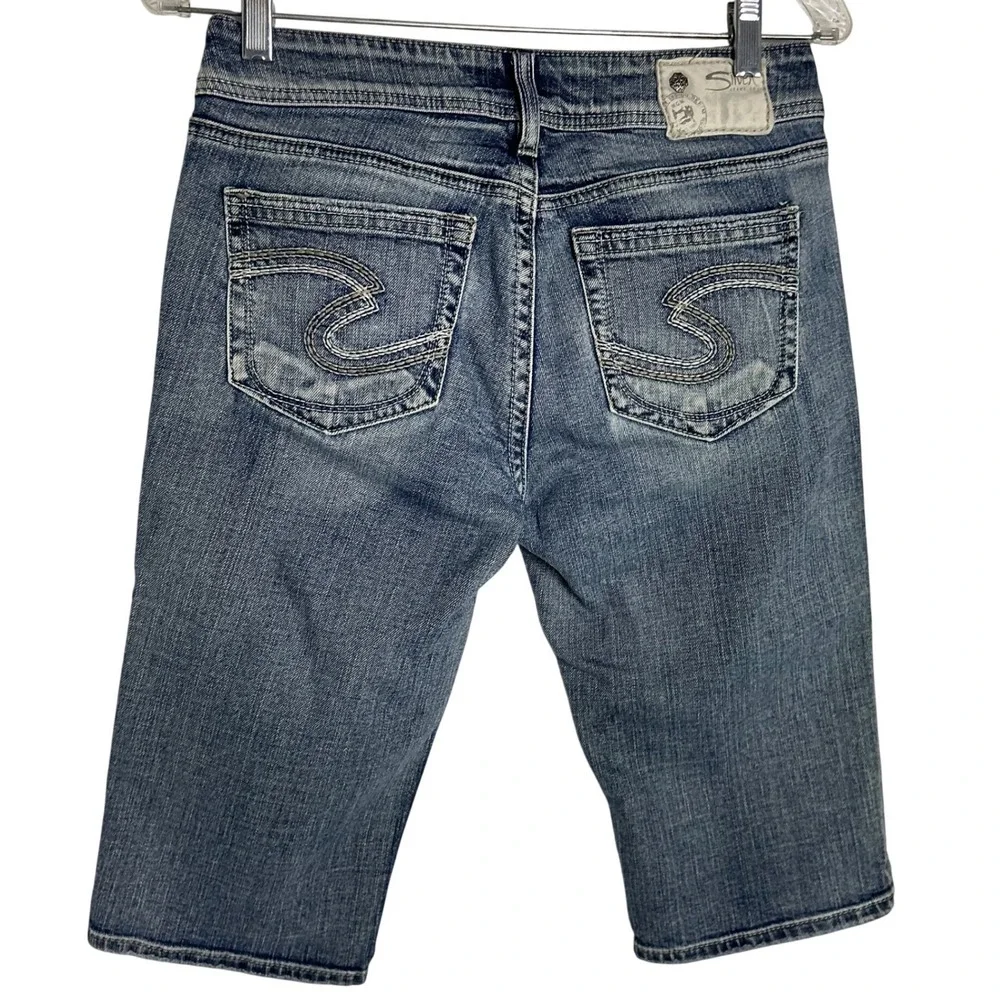 Silver Jeans Co Suki‎ Bermuda Denim Shorts Medium Wash Blue W27 Mid Rise